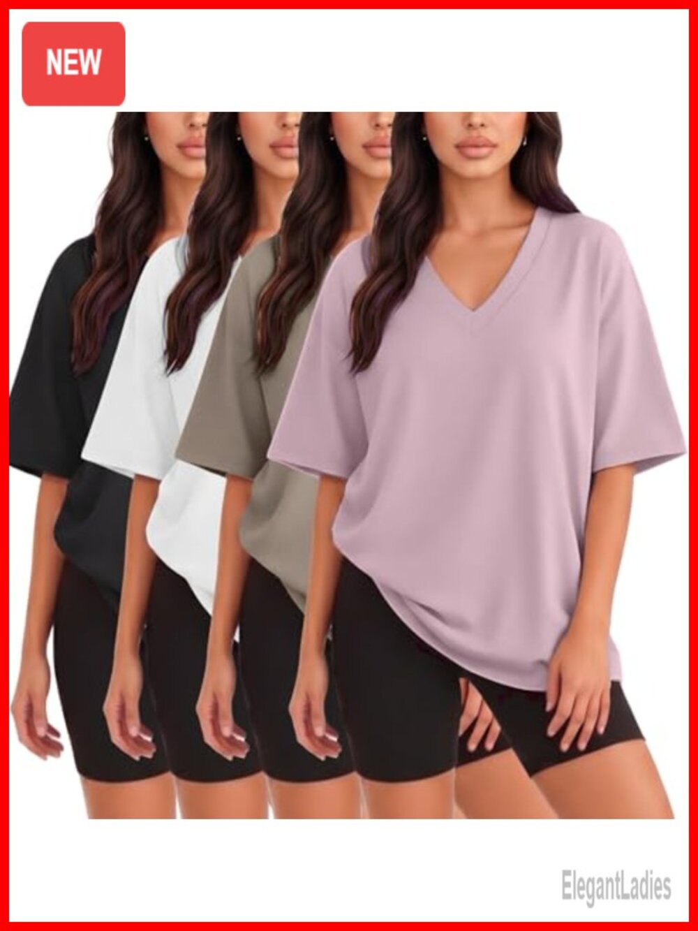 Oversized Drop Shoulder Dry Fit T-Shirt V-Neck Tunic Tee